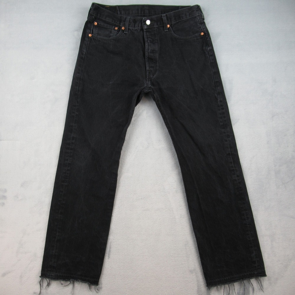 Levi 501 Jeans Mens 36 Black Original Fit Button Fly Raw Hem 00501-0660